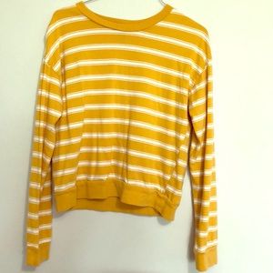 Yellow and white striped long-sleeved shirt